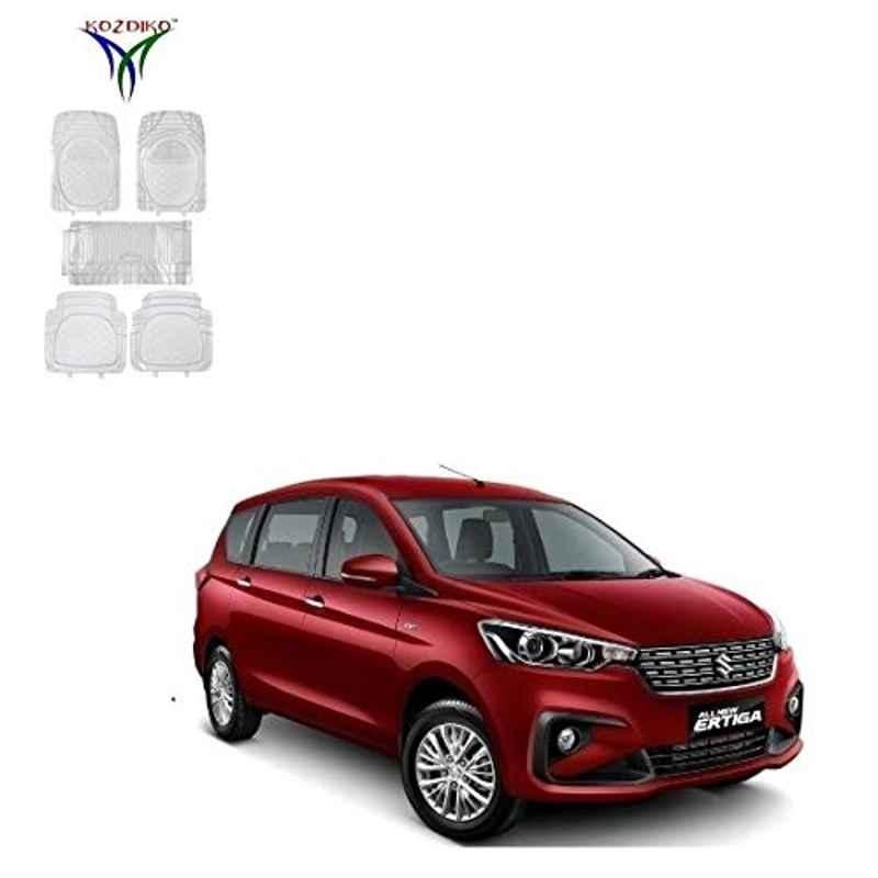 Kozdiko 5 Pcs 6205 Rubber & PVC Clear Car Foot Mat Set for Maruti Suzuki Ertiga (Nov 2018-Present)