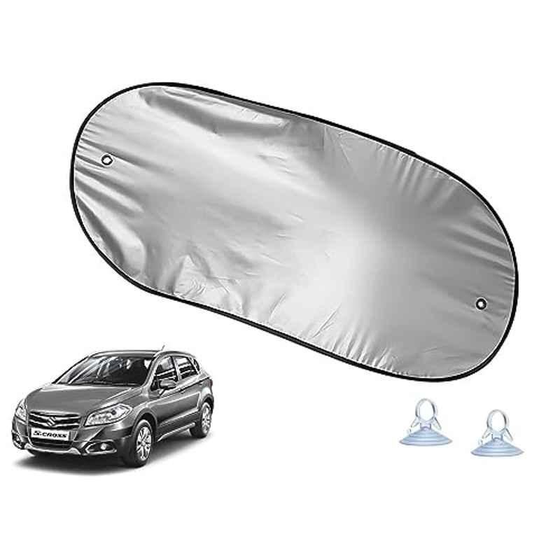 Auto Pearl Polyester Black & Silver Rear Window Sun Shade Curtain with Storage Pouch for Maruti Suzuki S-Cross 2015-2017