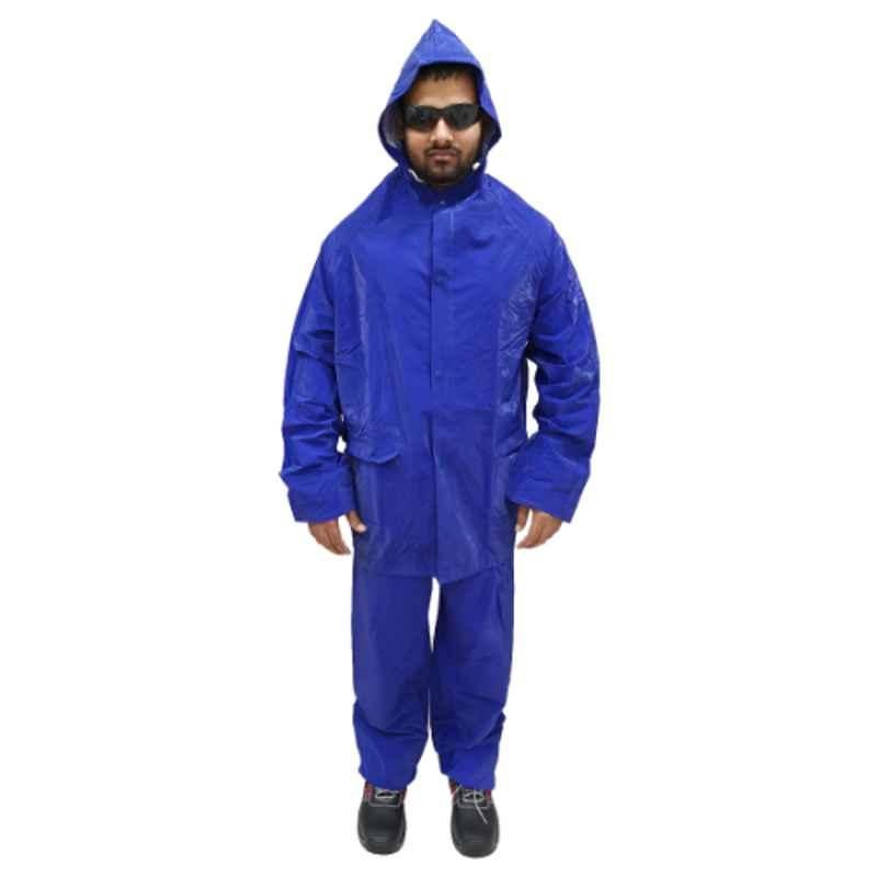 Workman Polyester & PVC Blue Acid Proof Rainsuit, Size: XL