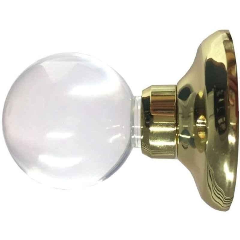 Robustline Acrylic Brass Plated Round Foggy & Clear Cabinet Knobs