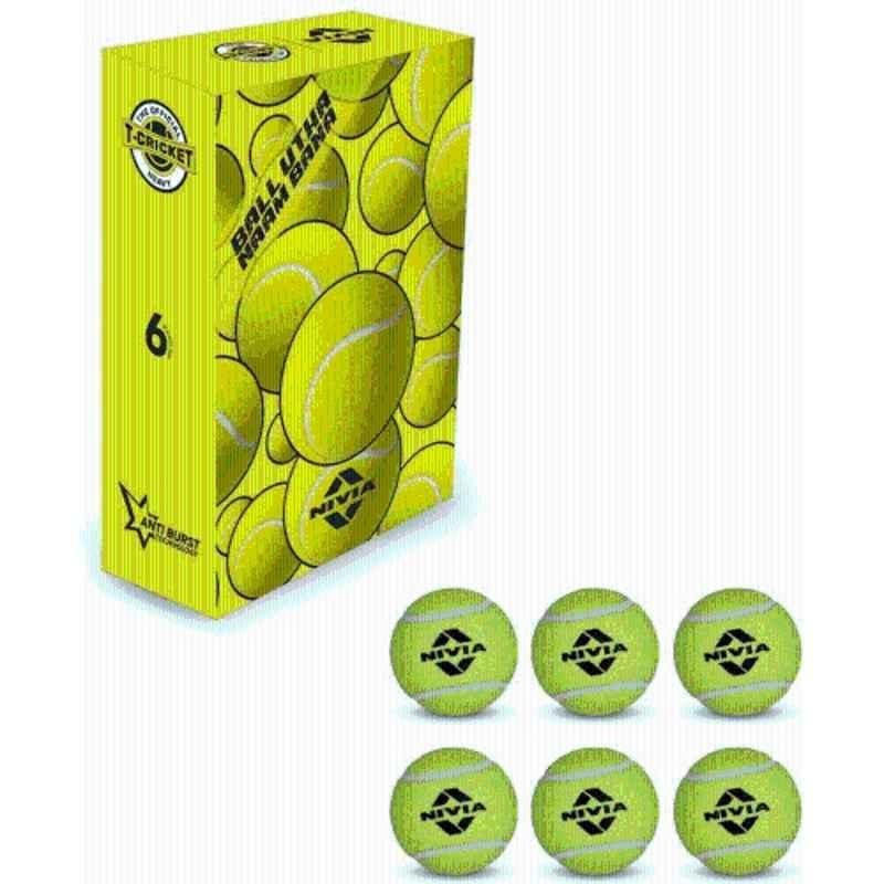 Nivia Cricket Tennis Ball Heavy Weight (Pack of 6 Balls) Cricket Tennis Ball (Standard) (Pack of 6) Yellow)