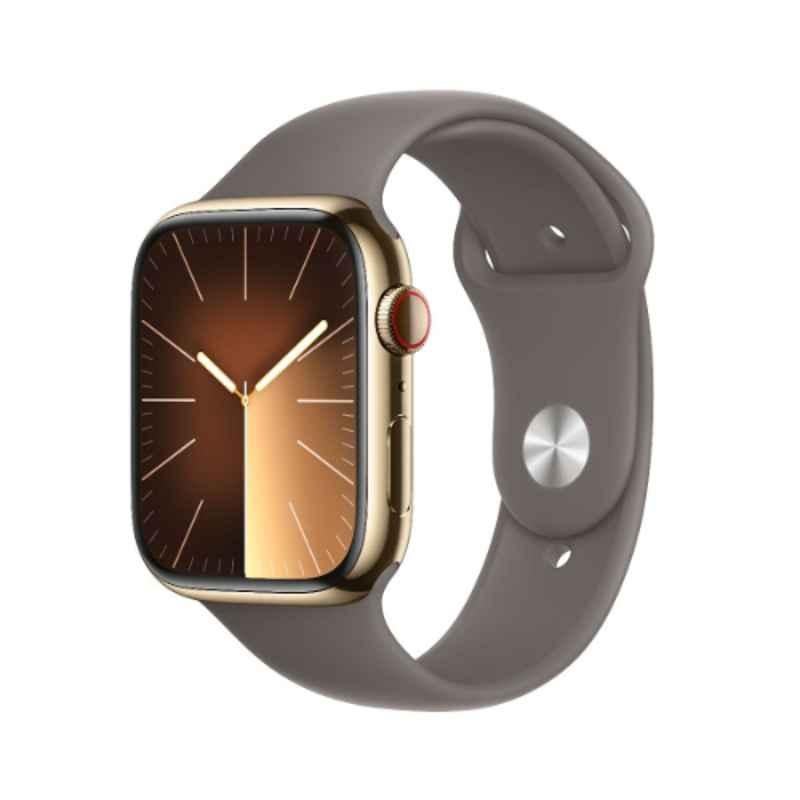 Apple Series�9 41mm Gold SS Case GPS & Cellular Smart Watch with M/L Clay Sport Band, MRJ63QA/A