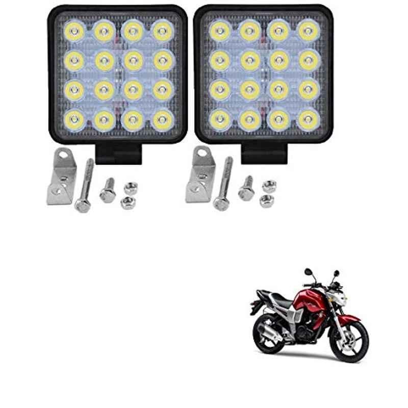 Kozdiko 2 Pcs 48W 16 LED Square Bright Beam White Fog Light Set for Yamaha FZ 16, koz_92955
