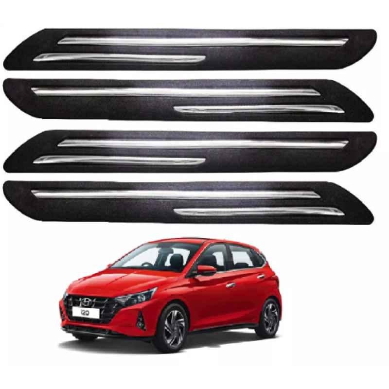 Sca Rubber Car Side Bumper Protector Guard with Double Chrome Strip for Hyundai I20 Magna2020 All Model Black Set Of 4, SCA-22WBCS