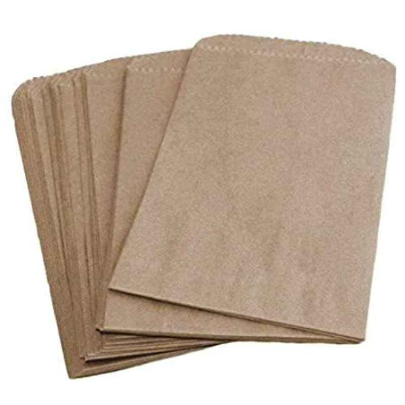 PRB Bags Brown 80 GSM Paper Bag for Food & Gifts (Pack of 100)
