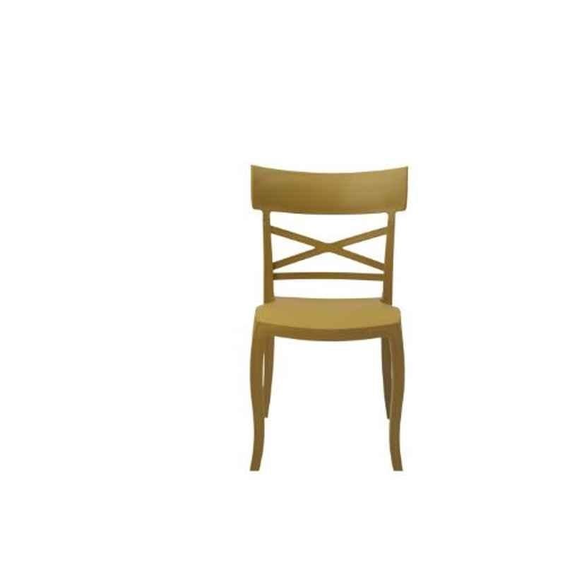 Supreme Cruz Wooden Looks Plastic Bronze Yellow Chair without Arm (Pack of 4)