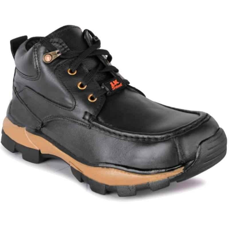 JK Steel JKPSF142BLK Leather Steel Toe Black Work Safety Shoes, Size: 6