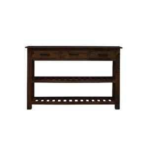 Angel Furniture 115x36x85cm Walnut Finish Sheesham Wood Stripped 3 Drawer Console Table, AF-156W