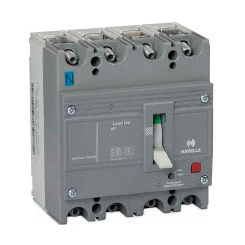 Havells 10kA 100A 415V Four Pole GS FT-FM MCCB, IHLGSF0100