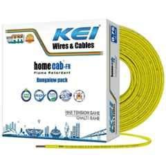KEI 0.75 Sqmm 1 Core Homecab FR Yellow Copper PVC Insulated Unsheathed Multistrand Flexible Cable, Length: 180 m