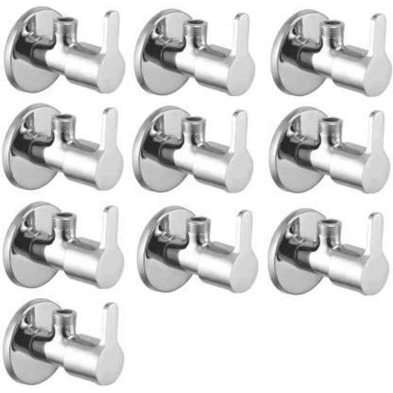 Zesta Flora Stainless Steel Chrome Finish Angle Valve with Wall Flange (Pack of 10)