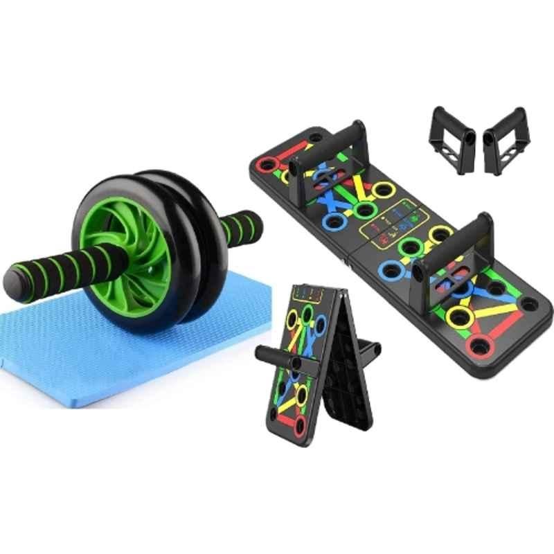 Shopeleven Plastic AB Wheel Roller with Pushup Board for Strength & Body Toning