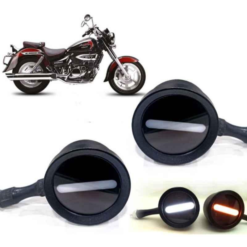 Auto Pearl 2 Pcs 12V Black Bike Front LED Indicator Light Set for Honda Aquila 250, F202