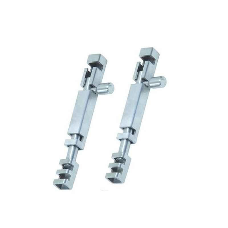Smart Shophar 6 inch Stainless Steel Silver Square Section Tower Bolt, SHA40TW-SQSE-SL06-P2 (Pack of 2)