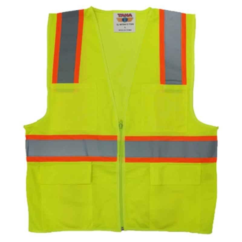 Taha Polyester Yellow YOG Safety Jacket, SJ WTB015, Size: L