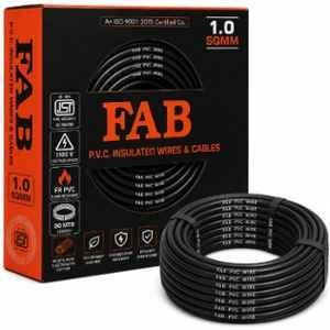 FAB 1 Sqmm Single Core Black FR PVC CCS Copper Insulated House Wire, Length: 91 m