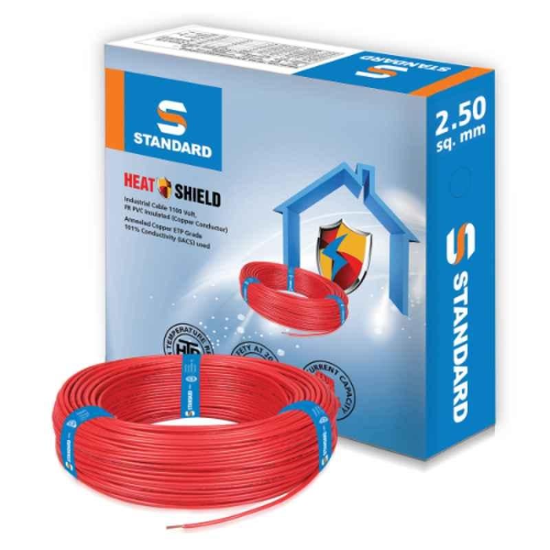 Standard 2.5 Sq mm 90m Red PVC FR Wire by Havells, WSFFDNRA12X5