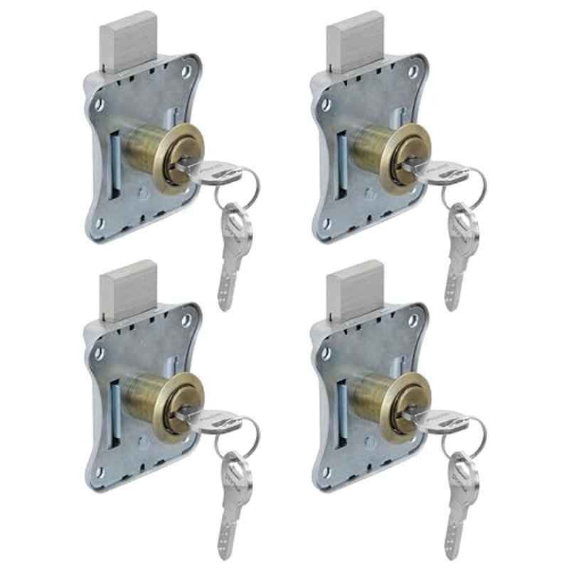 Plantex 20mm Antique Brass Drawer Lock for Multipurpose Cupboard with Key for Home/Office (Pack of 4)