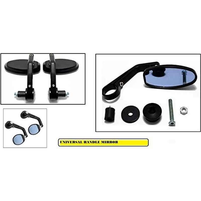 AOW Handle Bar End Side Mirror Rear View Ovel Mirror for Honda Aviator (Set of 2)