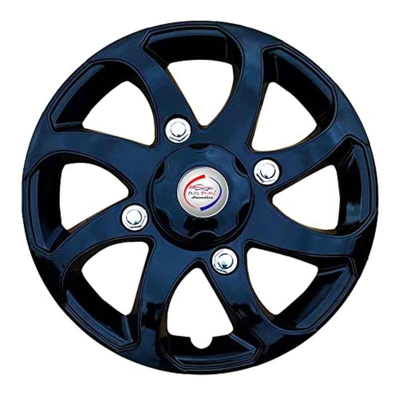 Auto Pearl 4 Pcs 15 inch ABS Black Press Type Car Wheel Cover Set with Retention Ring for Maruti Suzuki Gypsy King