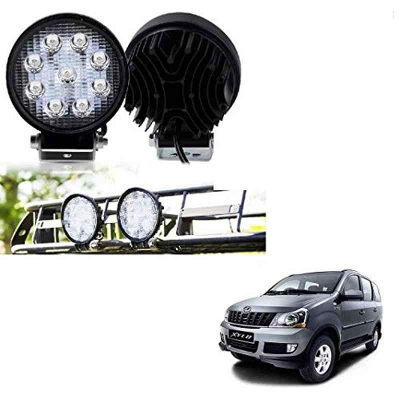 Kozdiko 2 Pcs 27W 4 inch 9 LED Waterproof Round White Fog Light Set with Mounting Brackets for Mahindra Xylo, kozd_19986