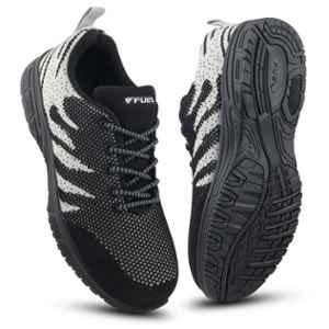 Fuel Gracy Fabric Toe Black & Grey Safety Shoes with Rubber Sole, Size: 5