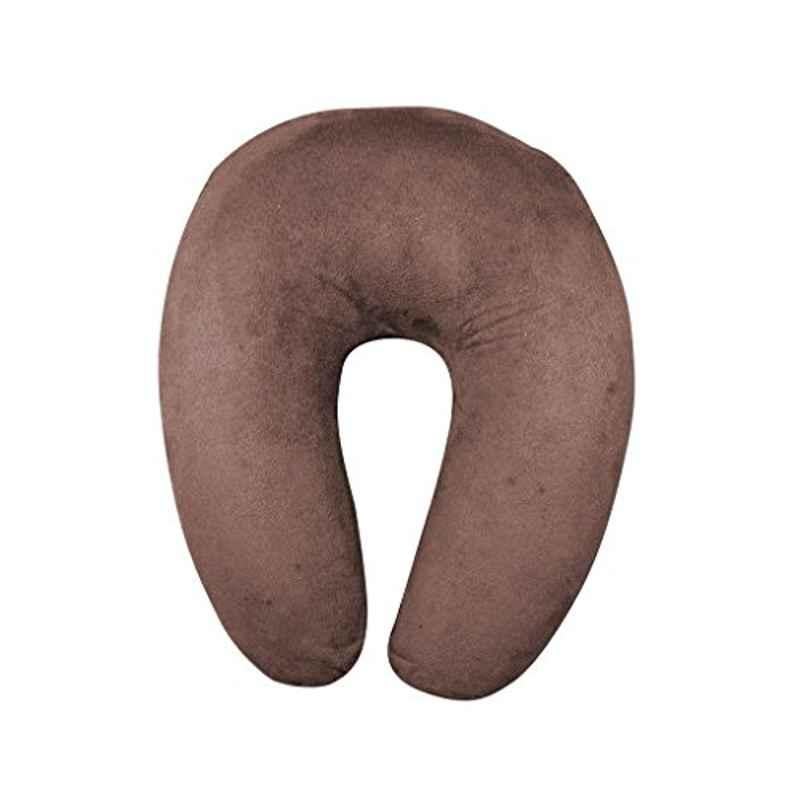 Kozdiko Velvet Brown U-Shape Travel Neck Rest Cushion Pillow for Volkswagen Taigun