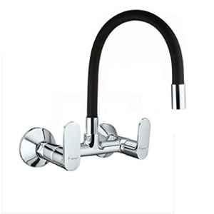 Aquieen Brass Black Wall Mounted Kitchen Sink Mixer with Flexible Spout