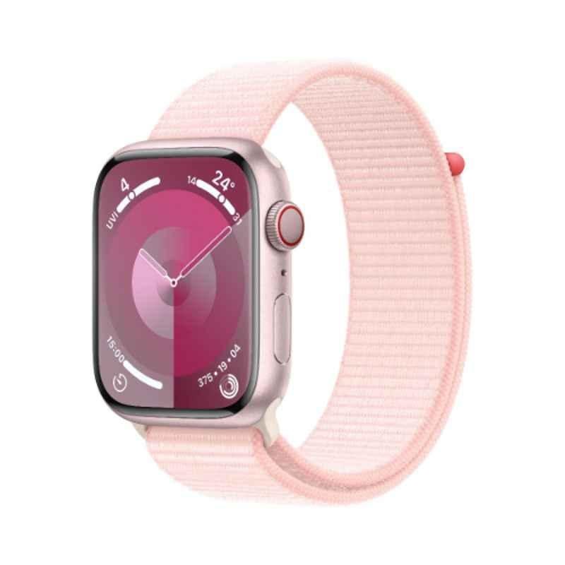 Apple 9 41mm Pink Aluminium Case GPS & Cellular Smart Watch with Light Pink Sport Loop, MRJ13QA/A