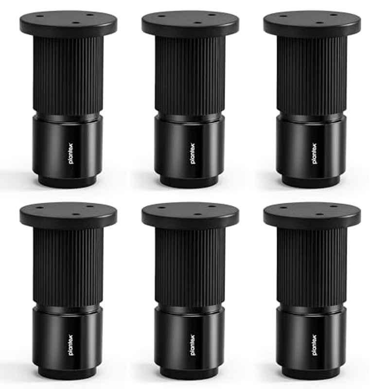 Plantex 3 inch Aluminium Black Sofa Legs with Rubber Grip, DTS-77 (Pack of 6)