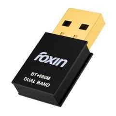 Foxin 600 Mbps Black 2-in-1 Dual Band Wireless USB 2.0 Wi-Fi & Bluetooth Adapter for Windows & Mac OS, FWD 600