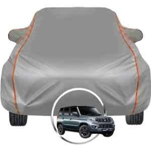 Allextreme Polyester Grey Piping Car Cover with Triple Stitched Reflective Piping for Mahindra Bolero Neo Fits All Model & Year, MHN-BLR-NEO