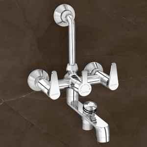 Plantex Wall Mixer for Bathroom 3-in-1 with Water Saving Aerator/Mixer Tap for Bathroom with L-Bend Provision for Overhead Shower & Hand Shower-7 Year Warranty (LEA-719-Chrome)