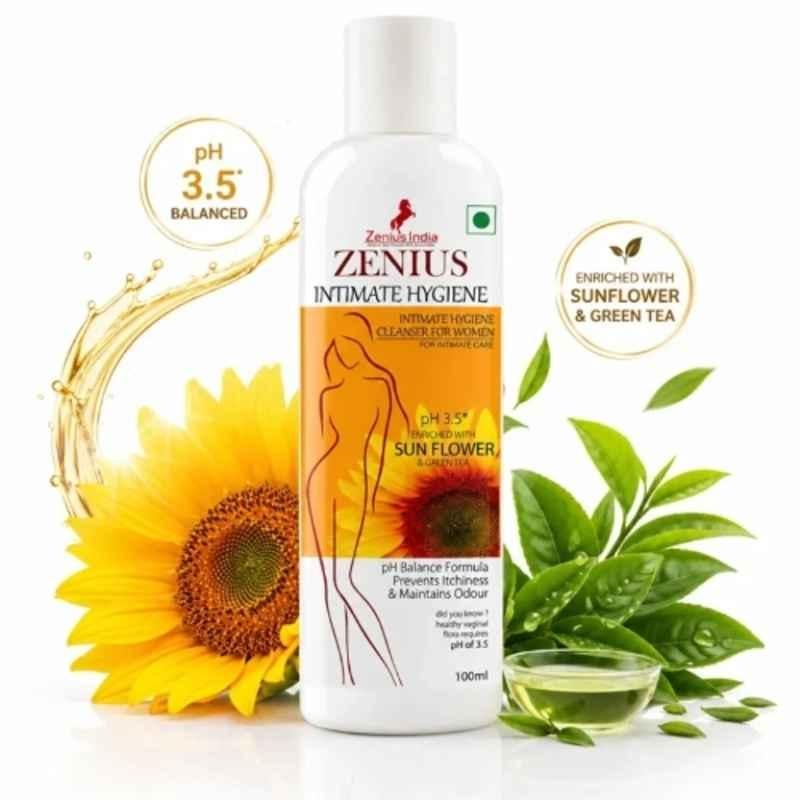 Zenius India 100ml Intimate Wash with Hibiscus Extract, Aloevera Extract & Sea Buckthorn Extract for Maintains pH Balance & Supports Healthy Intimate Flora