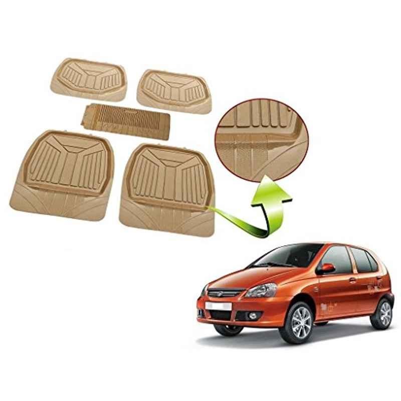 Kozdiko 5 Pcs Rubber Beige 3G Rubber Mat Set for Tata Indica