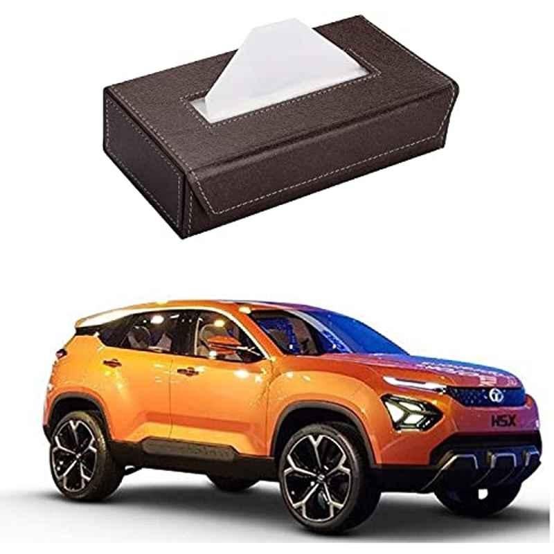 Kozdiko 100 Pulls PU Leather Brown Car Tissue Paper Box with 200 Sheets for Tata H5X