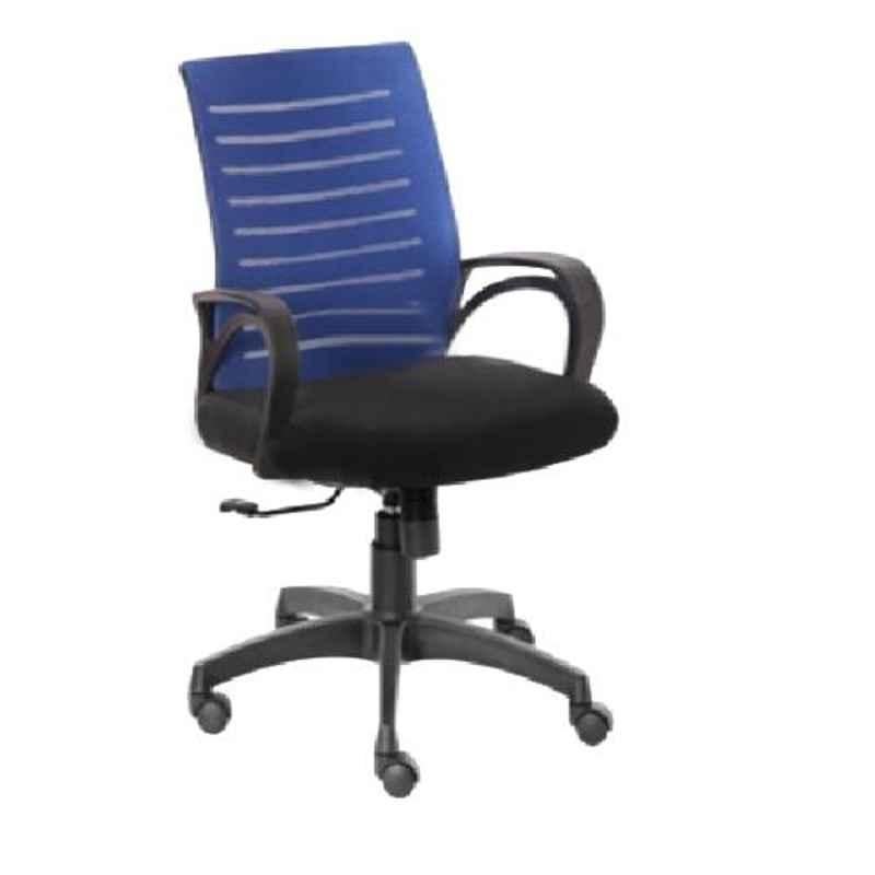 VJ Interior Granate Polypropylene & Upholstery Net Fabric Black & Blue Padded Mesh Task Chair, VJ-916