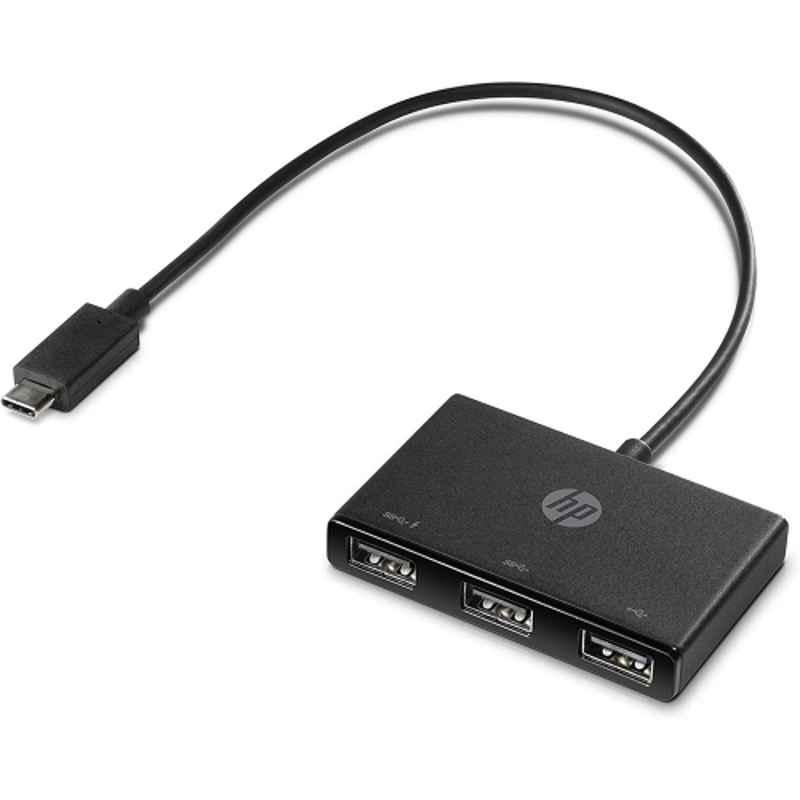 HP USB-C to 3 USB-A Black Cable Connector Hub, Z6A00AA