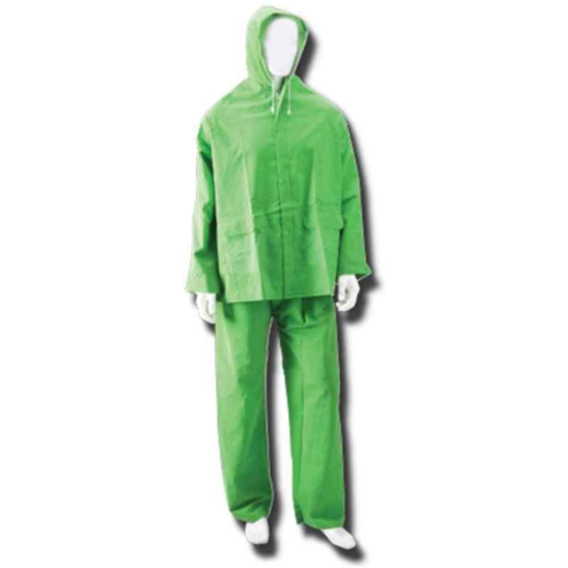 Workman Polyester & PVC Grass Green Acid Proof Jacket & Trouser Rainsuit, Size: XL