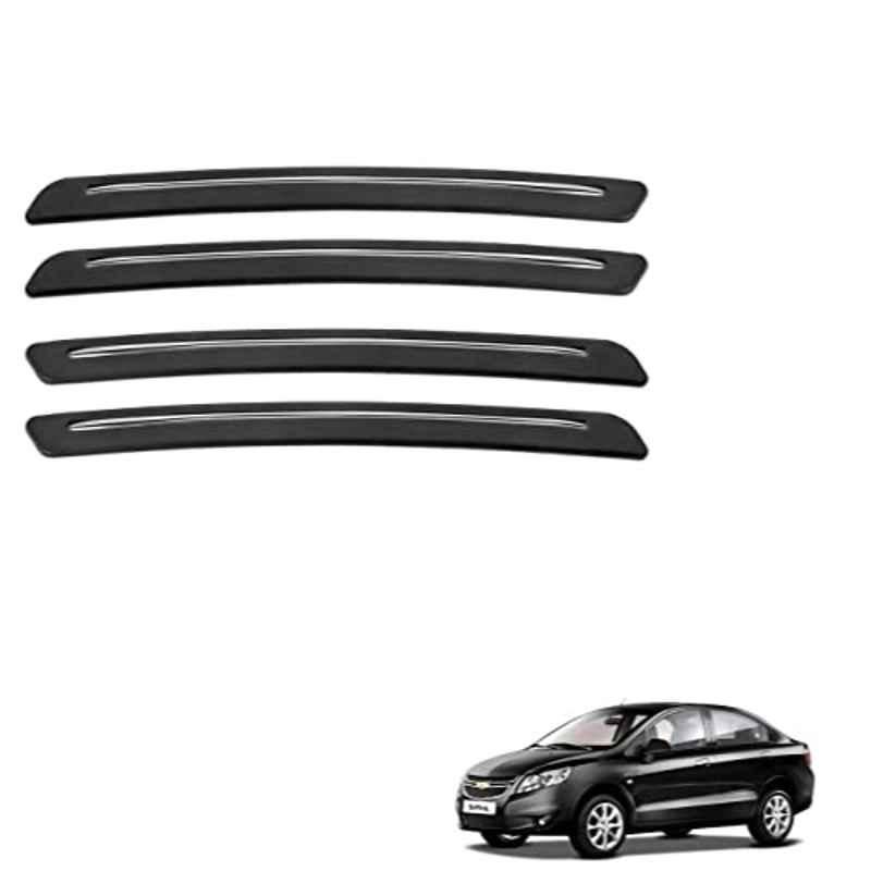 Kozdiko 4 Pcs Rubber Black Car Bumper Protector Set with Chrome Strip for Chevrolet Sail