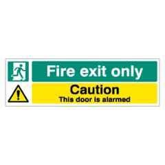 SUNSIGNS 600x200mm Vinyl Fire Exit Only Caution this Door is Alarmed Signage, SN0158VNLOTHPIXAM