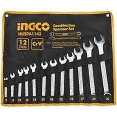 Ingco 12 Pcs 6-32mm Chrome Vanadium Steel Combination Spanner Set, HKSPA1143