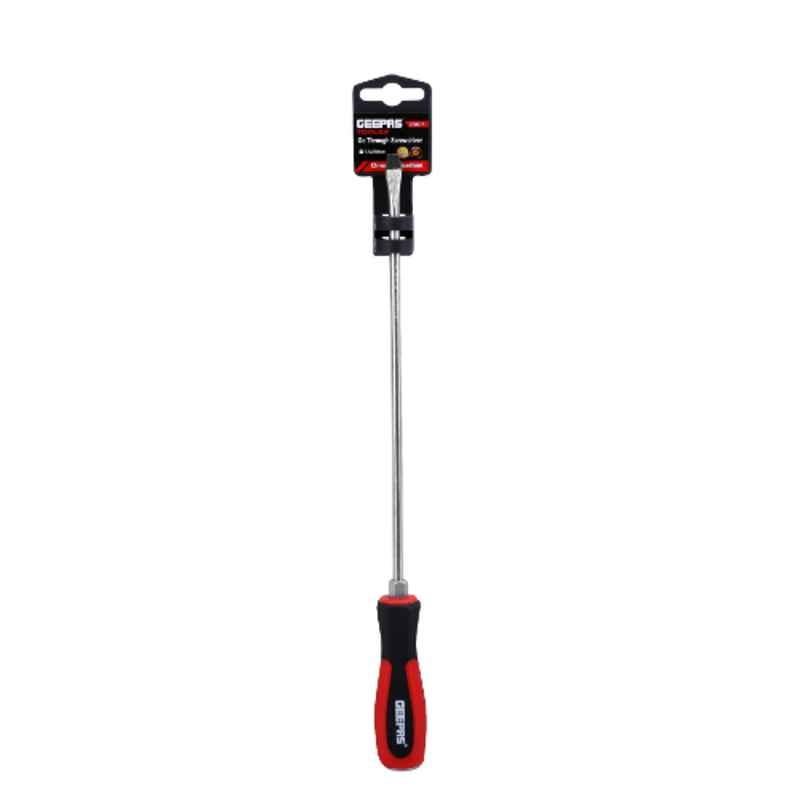 Geepas 250mm Chromium Vanadium Steel Red & Black Slotted Screwdriver, GT59217