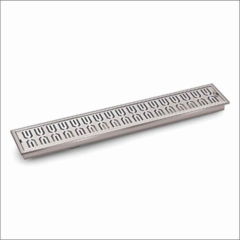 Sanjay Chilly Sharp 24x4 inch Stainless Steel 304 Silver Side Hole Shower Channel with Collar & Cockroach Trap, SCDS-600-SH