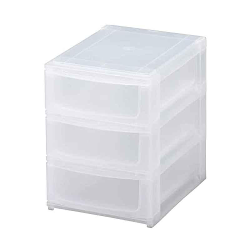 Pearl Life Polypropylene & Synthetic Rubber Translucent 3 Drawer  Stacking Organizer, Size: Small