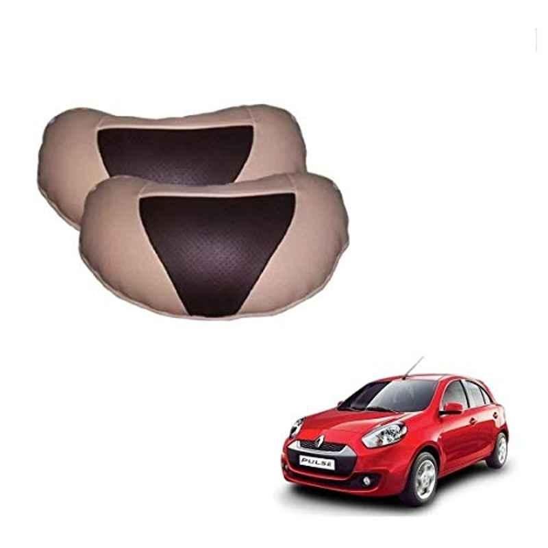 Kozdiko 2 Pcs Beige & Brown Car Neck Rest Cushion Pillow Set for Renault Pulse