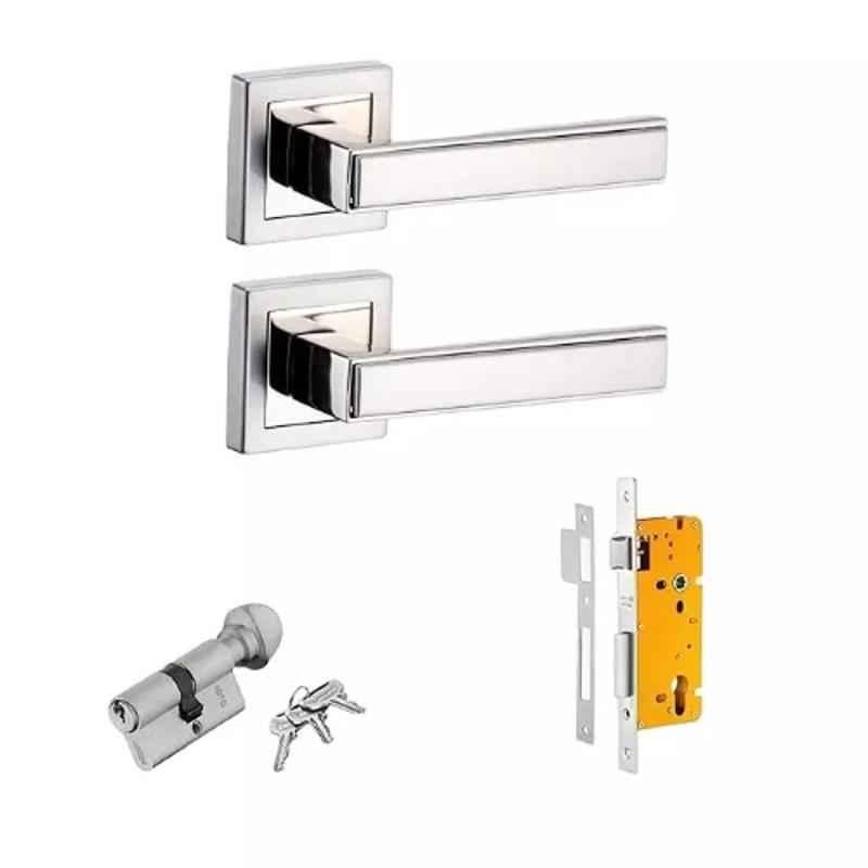 Dorset Kaira MLKAIORASC 50mm Silver Chrome Finish Zinc Mortise Door Lock Set with 1 Side Key & 1 Side Knob (Pack of 3)