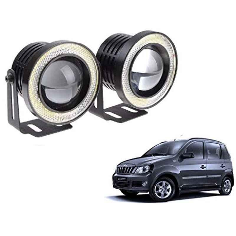 Kozdiko 2 Pcs 15W 3.5 inch High Power White LED Projector COB Fog Light Set with White Angel Eye Ring for Mahindra Quanto, koz_72614