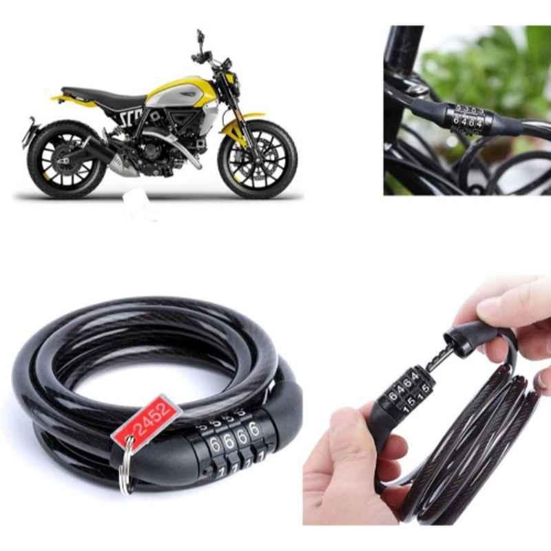 Auto Pearl PVC & Plastic Black Combination Cable Lock for Scrambler, 562