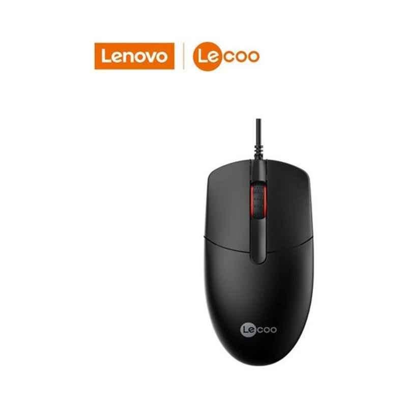 Lenovo Wired Black Non-Slip Mouse, MS103